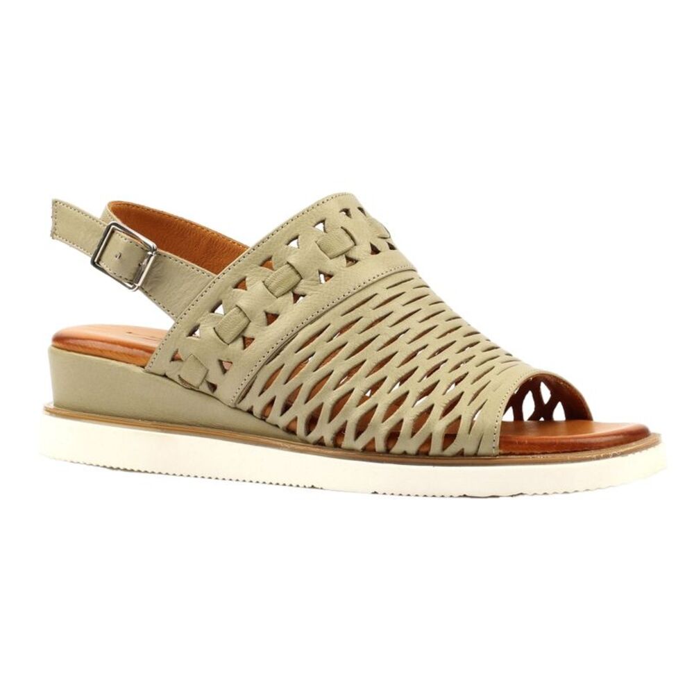 Lunar Womens/Ladies Hailey Leather Sandals / Khaki Green